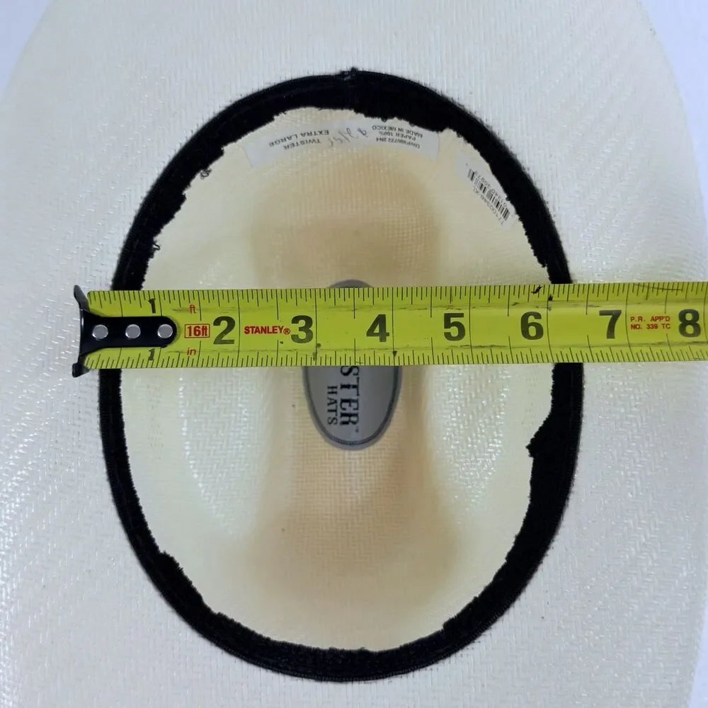 Twister Men's Cowboy Straw Hat Size Extra Large Western Ivory Color Durable